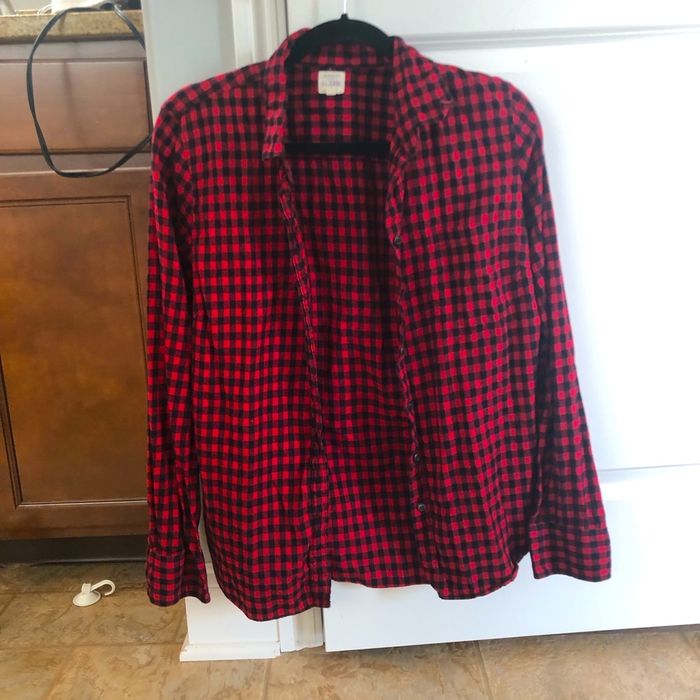 Red and Black Plaid J Crew “The Perfect Shirt”